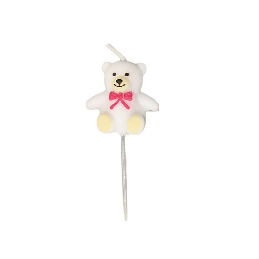 Lumanare de Tort, Klevo, Model Ursulet, Party, 8 x 3.2 cm, Alb