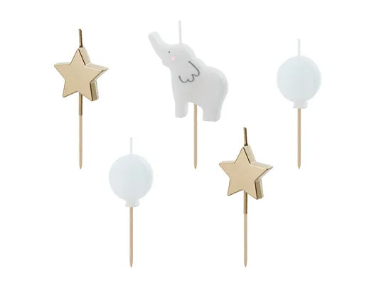 Lumânări de ziua de naștere cu elefant, 3-5 cm, mix