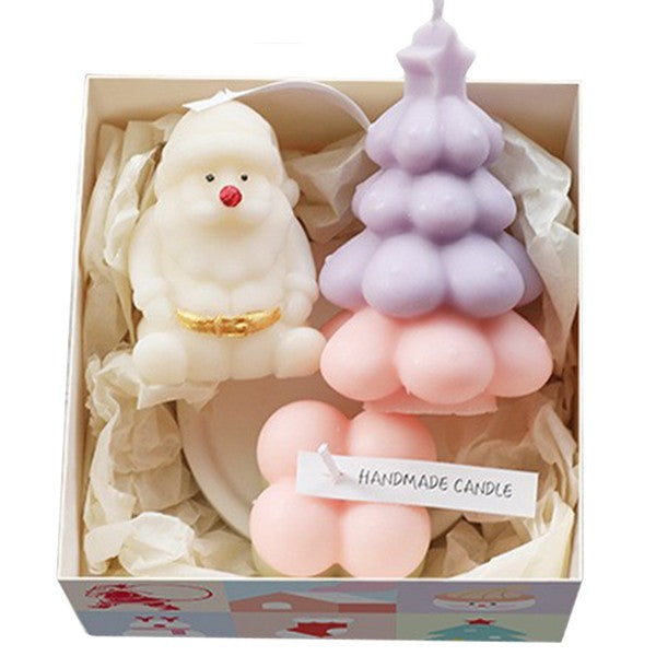 Lumanari Parfumate de Craciun, Klevo, Gift Box Set cu 3 Lumanari Aromaterapie, 11 x 11 x 7.5 cm, Mov Roz