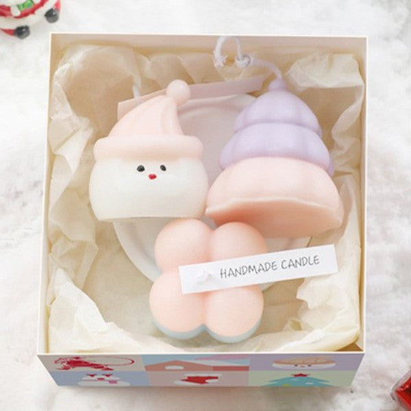 Lumanari Parfumate de Craciun, Klevo, Gift Box Set cu 3 Lumanari Aromaterapie, 11 x 11 x 7.5 cm, Roz