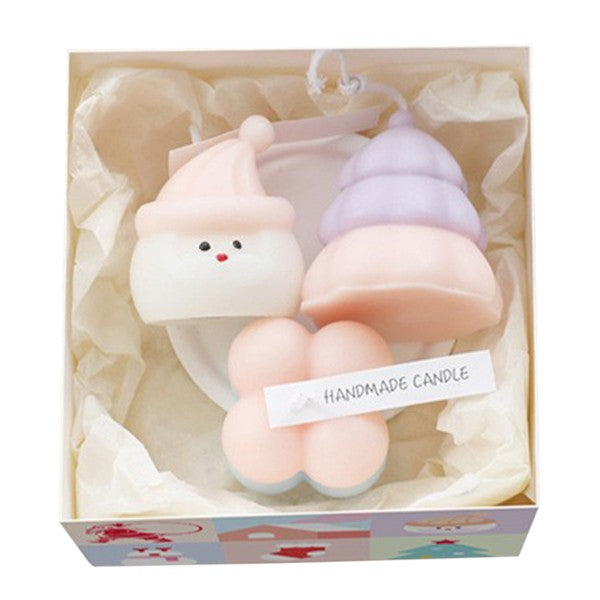 Lumanari Parfumate de Craciun, Klevo, Gift Box Set cu 3 Lumanari Aromaterapie, 11 x 11 x 7.5 cm, Roz