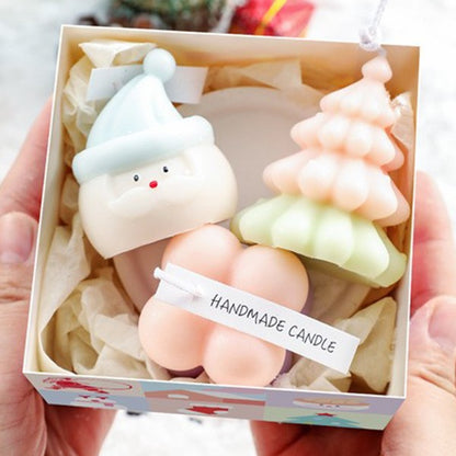 Lumanari Parfumate de Craciun, Klevo, Gift Box Set cu 3 Lumanari Aromaterapie, 11 x 11 x 7.5 cm, Roz Verde