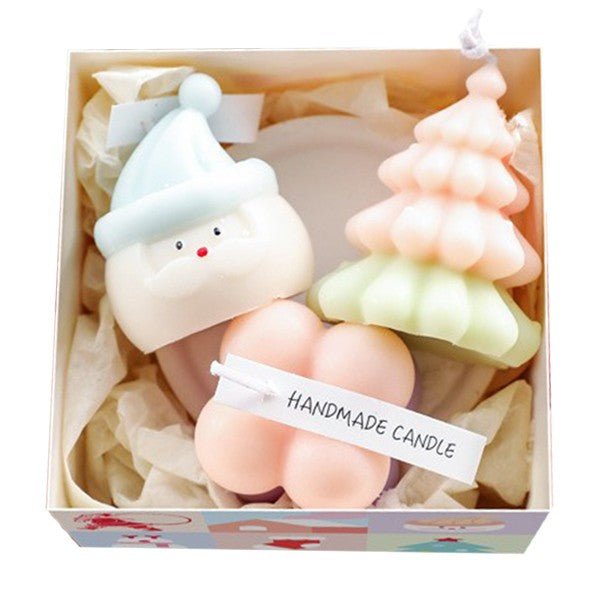 Lumanari Parfumate de Craciun, Klevo, Gift Box Set cu 3 Lumanari Aromaterapie, 11 x 11 x 7.5 cm, Roz Verde