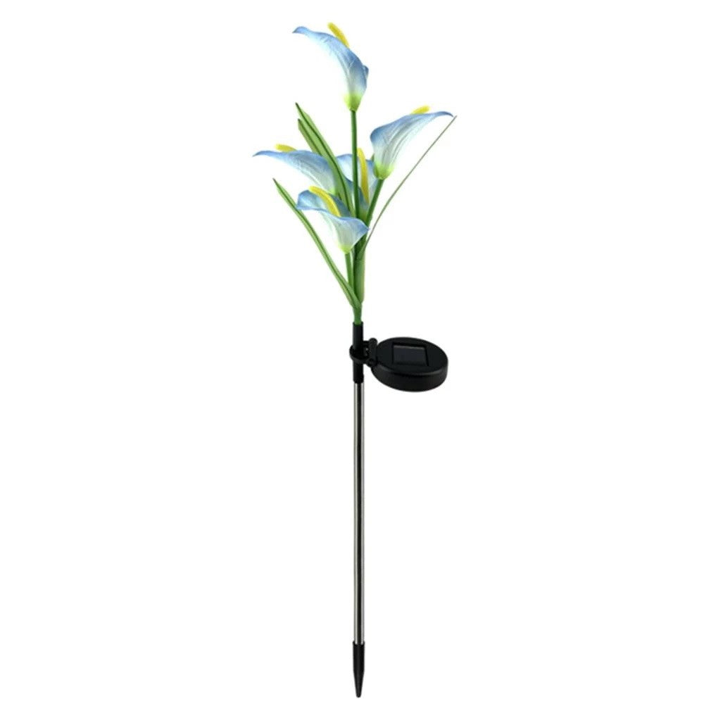 Lumina solara LED tip Crin cu 5 flori, inaltime 75 cm, pentru gradina, Klevo