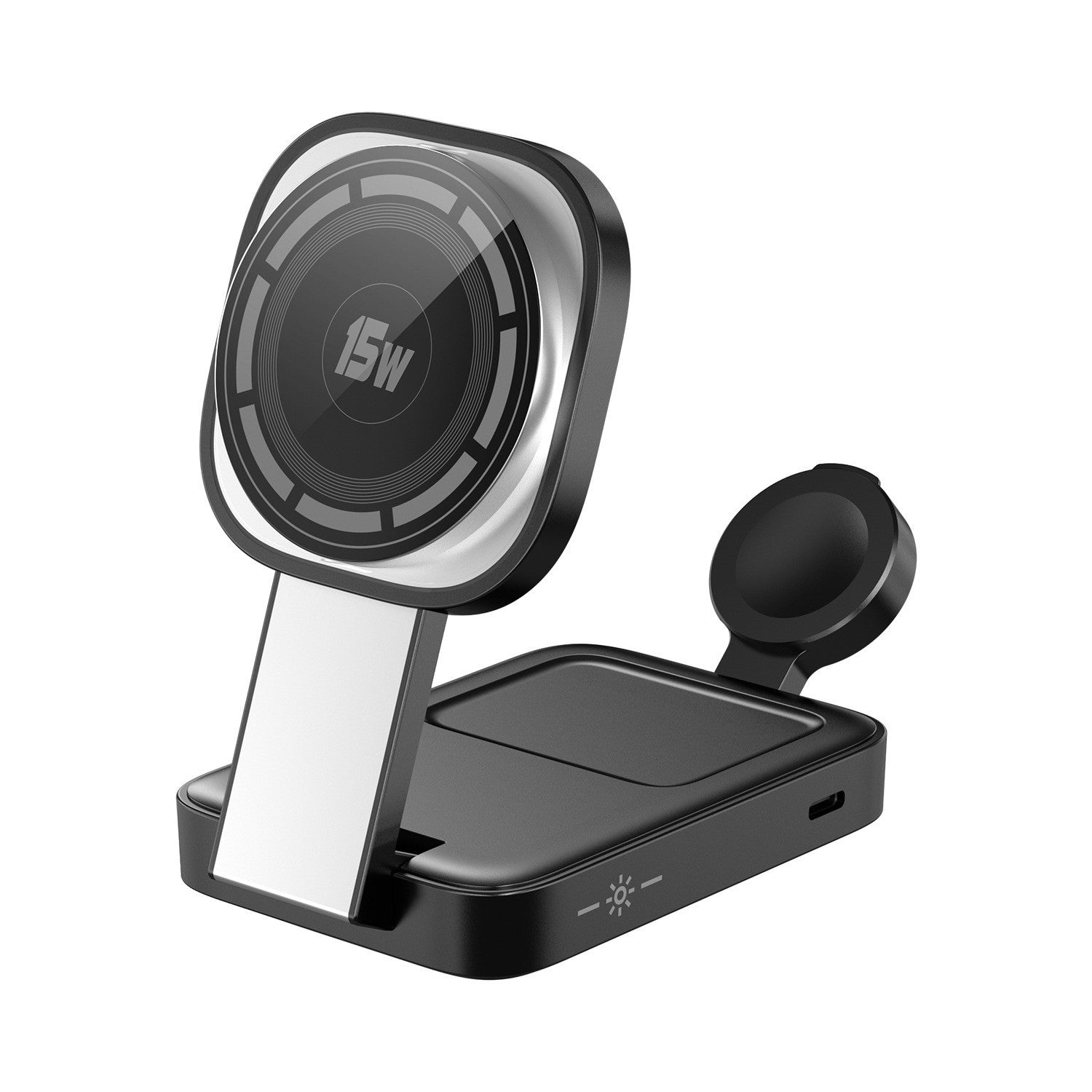 Statie de Incarcare MagSafe 3 in 1, Klevo, Magnetica Wireles Charger, Compatibil cu Apple iPhone, iWatch, AirPods, New Design, Max 23W, 11 x 6.5 x 2.9 cm, Negru