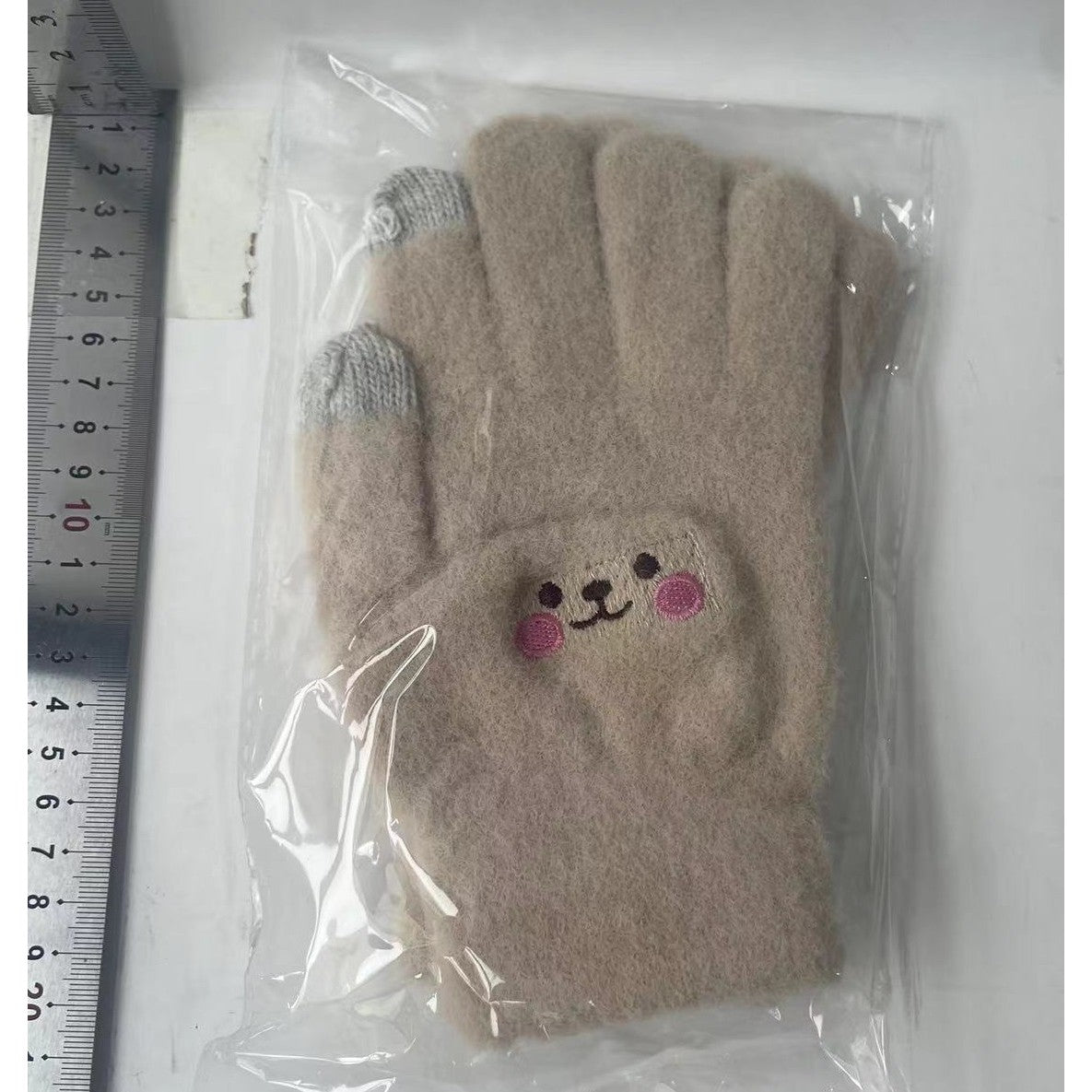 Manusi Dama, Klevo, Model Fata Zambitoare, Functie Touchscreen (ecran tactil), Material Lana Brodata, Manseta Elastica, Interior Pufos, Marime Universala, Bej
