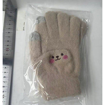 Manusi Dama, Klevo, Model Fata Zambitoare, Functie Touchscreen (ecran tactil), Material Lana Brodata, Manseta Elastica, Interior Pufos, Marime Universala, Bej