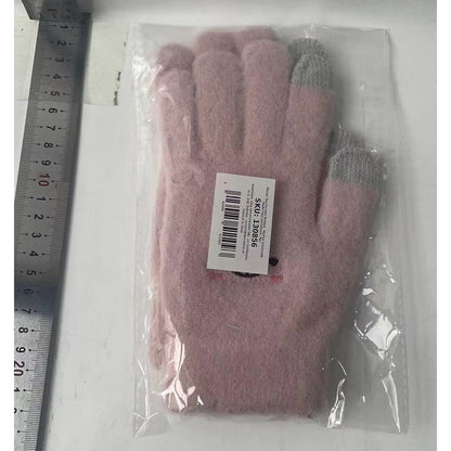 Manusi Dama, Klevo, Model Fata Zambitoare, Functie Touchscreen (ecran tactil), Material Lana Brodata, Manseta Elastica, Interior Pufos, Marime Universala, Roz