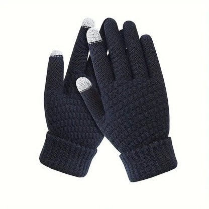 Manusi de Dama, Klevo, Functie Touchscreen (ecran tactil), Material Acril Tricotat, Manseta Elastica, Interior Catifelat, Marime Universala, Albastru Marin