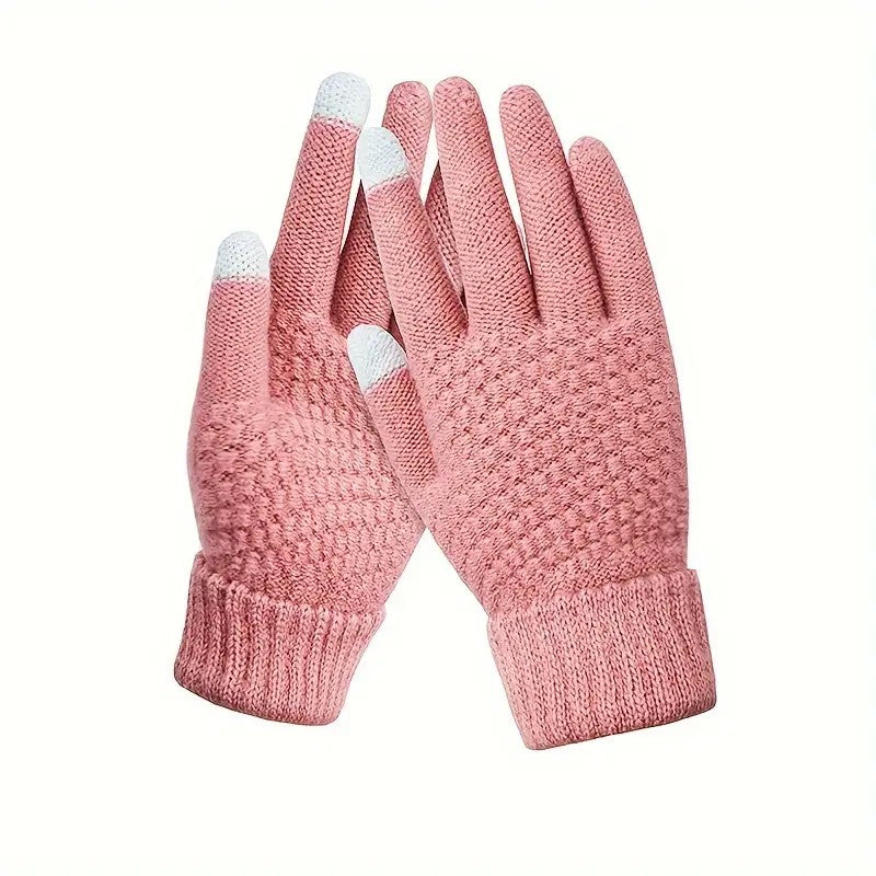 Manusi de Dama, Klevo, Functie Touchscreen (ecran tactil), Material Acril Tricotat, Manseta Elastica, Interior Catifelat, Marime Universala, Roz
