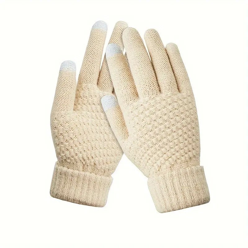 Manusi de Dama, Klevo, Functie Touchscreen (ecran tactil), Material Acril Tricotat, Manseta Elastica, Interior Catifelat, Marime Universala, Bej