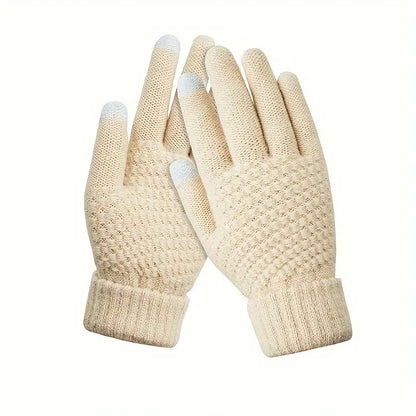 Manusi de Dama, Klevo, Functie Touchscreen (ecran tactil), Material Acril Tricotat, Manseta Elastica, Interior Catifelat, Marime Universala, Bej