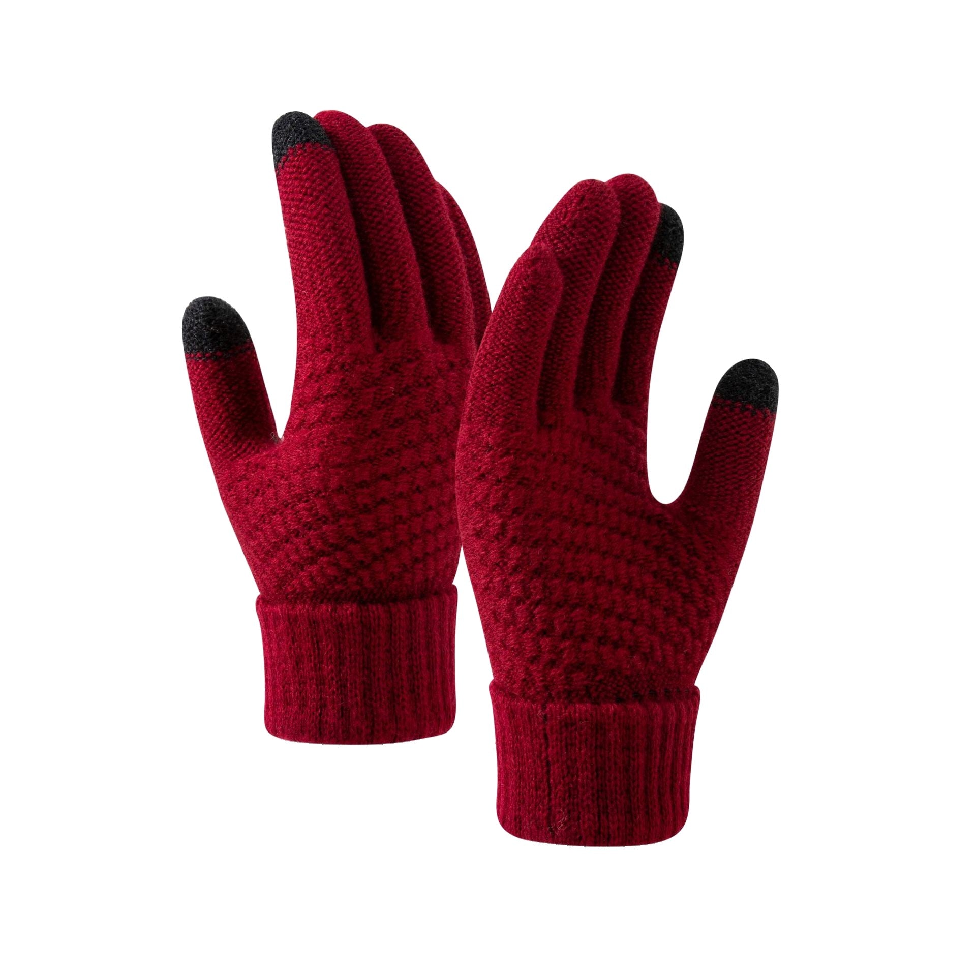 Manusi de Dama, Klevo, Functie Touchscreen (ecran tactil), Material Acril Tricotat, Manseta Elastica, Interior Catifelat, Marime Universala, Rosu