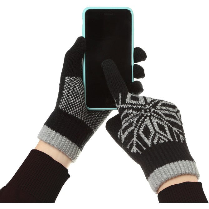Manusi de Barbat, Klevo, Model Fulg, Functie Touchscreen (ecran tactil), Material Acril Tricotat, Manseta Elastica, Interior Catifelat, Marime Universala, Negru
