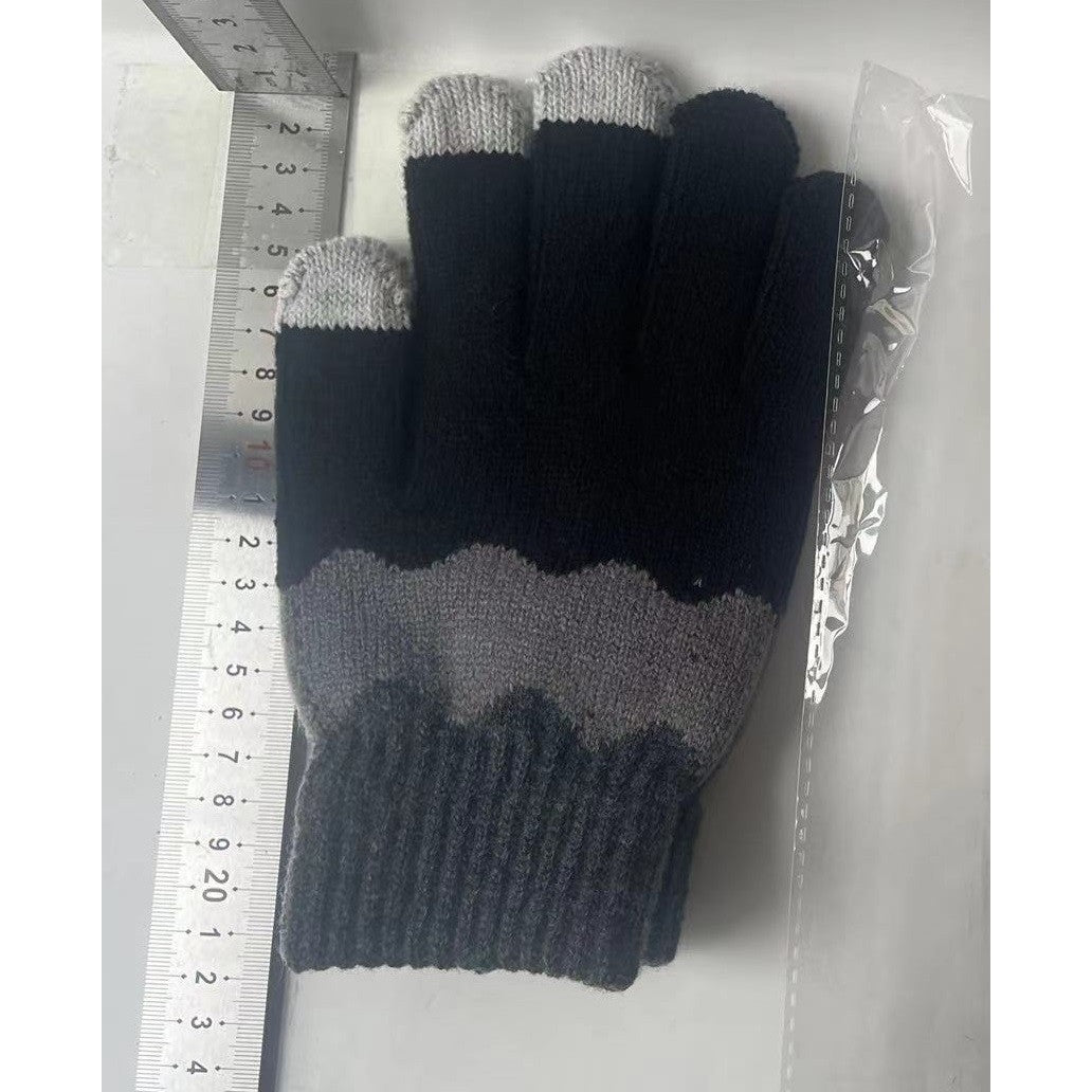 Manusi de Dama, Klevo, Model Ondulat, Functie Touchscreen (ecran tactil), Material Acril Tricotat, Manseta Elastica, Interior Catifelat, Marime Universala, Negru/Gri