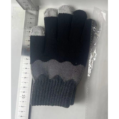 Manusi de Dama, Klevo, Model Ondulat, Functie Touchscreen (ecran tactil), Material Acril Tricotat, Manseta Elastica, Interior Catifelat, Marime Universala, Negru/Gri