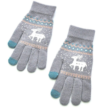 Manusi de Dama, Klevo, Model Ren, Functie Touchscreen (ecran tactil), Material Acril Tricotat, Manseta Elastica, Interior Catifelat, Marime Universala, Gri