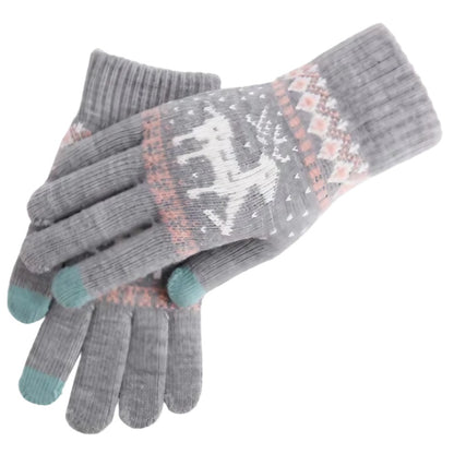 Manusi de Dama, Klevo, Model Ren, Functie Touchscreen (ecran tactil), Material Acril Tricotat, Manseta Elastica, Interior Catifelat, Marime Universala, Gri