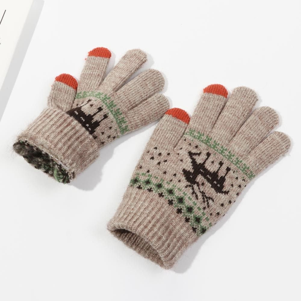 Manusi de Dama, Klevo, Model Ren, Functie Touchscreen (ecran tactil), Material Acril Tricotat, Manseta Elastica, Interior Catifelat, Marime Universala, Kaki
