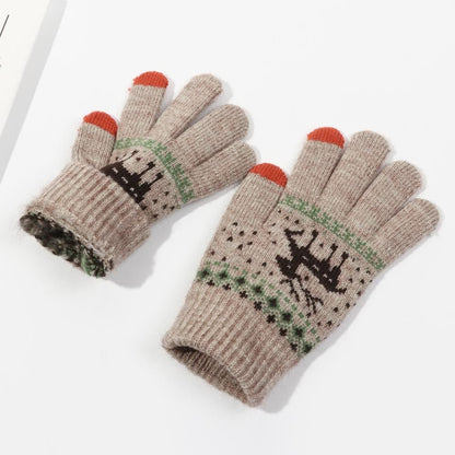 Manusi de Dama, Klevo, Model Ren, Functie Touchscreen (ecran tactil), Material Acril Tricotat, Manseta Elastica, Interior Catifelat, Marime Universala, Kaki