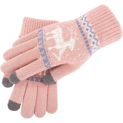 Manusi de Dama, Klevo, Model Ren, Functie Touchscreen (ecran tactil), Material Acril Tricotat, Manseta Elastica, Interior Catifelat, Marime Universala, Roz