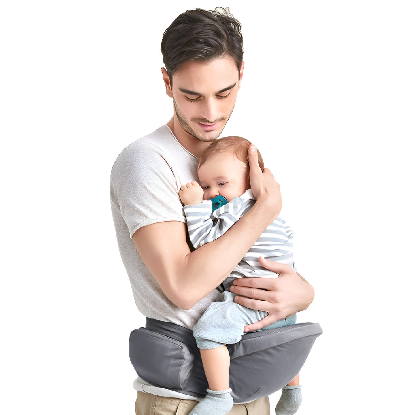 Marsupiu Ergonomic 3in1, Klevo, pentru Bebelusi si Copii, 0-36 Luni, Bretele Reglabile pentru Umar si Sold, Inchidere Catarama, 125x25x14 cm, Gri