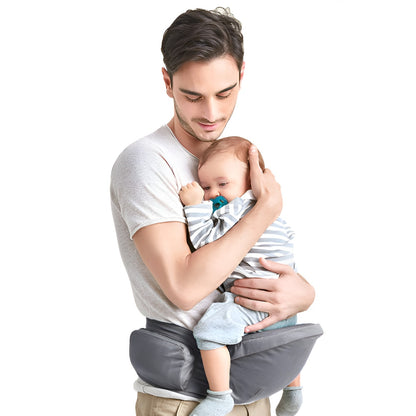 Marsupiu Ergonomic 3in1, Klevo, pentru Bebelusi si Copii, 0-36 Luni, Bretele Reglabile pentru Umar si Sold, Inchidere Catarama, 125x25x14 cm, Gri