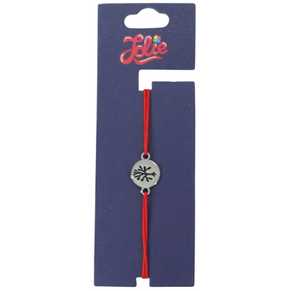 Martisor Bratara din Inox pentru Copii, Jolie, Textil si Inox, Snur Rosu, Model Banut, Argintiu