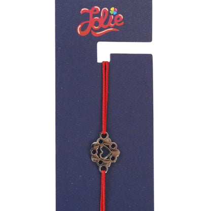 Martisor Bratara din Inox pentru Copii, Jolie, Textil si Inox, Snur Rosu, Model Inima, Argintiu