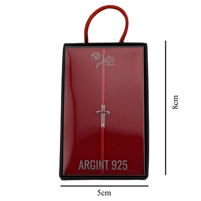 Martisor Bratara, Jolie, Argint 925, Model Cruce, Snur Rosu Reglabil, Fara Pietre, Argintiu
