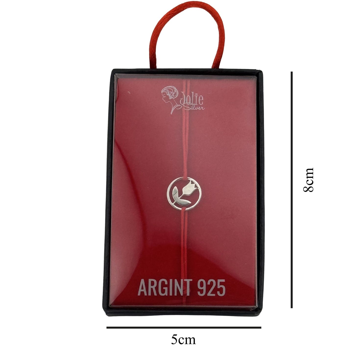 Martisor Bratara, Jolie, Argint 925, Model Lalea, Snur Rosu Reglabil, Fara Pietre, Argintiu