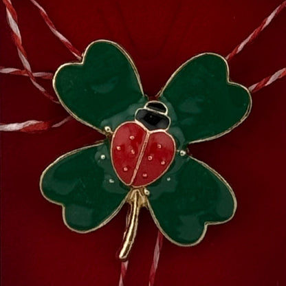Martisor Brosa Mica in Cutie, Jolie, Dimensiune Brosa 2.5-3cm, Material Metal, Model Trifoi cu 4 Foi