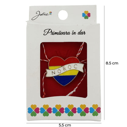 Martisor Brosa Mica in Cutie, Jolie, Design cu Mesaj, Dimensiune 2.5 x 3 cm, Material Metal, Model Inima Noroc