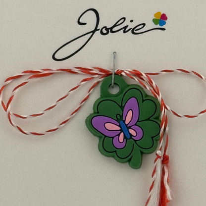 Martisor pentru Copii, Jolie, Material Cauciuc, Ambalaj Carton cu Design, Multicolor, Model Fluture