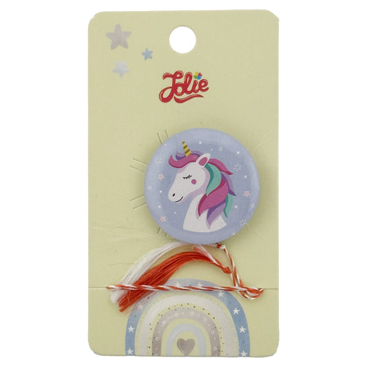 Martisor cu Brosa pentru copii, Jolie, Material Metal, Ambalaj Carton cu Design, Model Unicorn, Mov