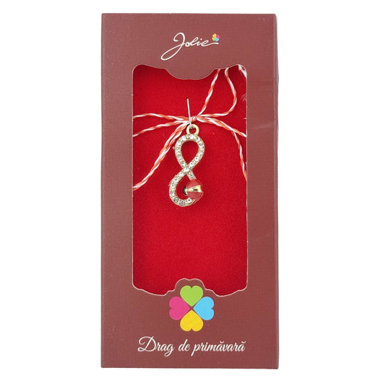 Martisor Pandantiv, Jolie, Drag de Primavara, Model Infinit / Buburuza, Rosu/Negru