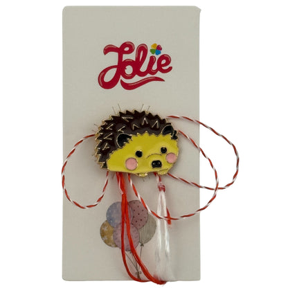 Martisor pentru copii, Jolie, Material Metal, Ambalaj Carton cu Design, Dimensiune Brosa Aproximativ 2x2 cm, Multicolor, Model Arici
