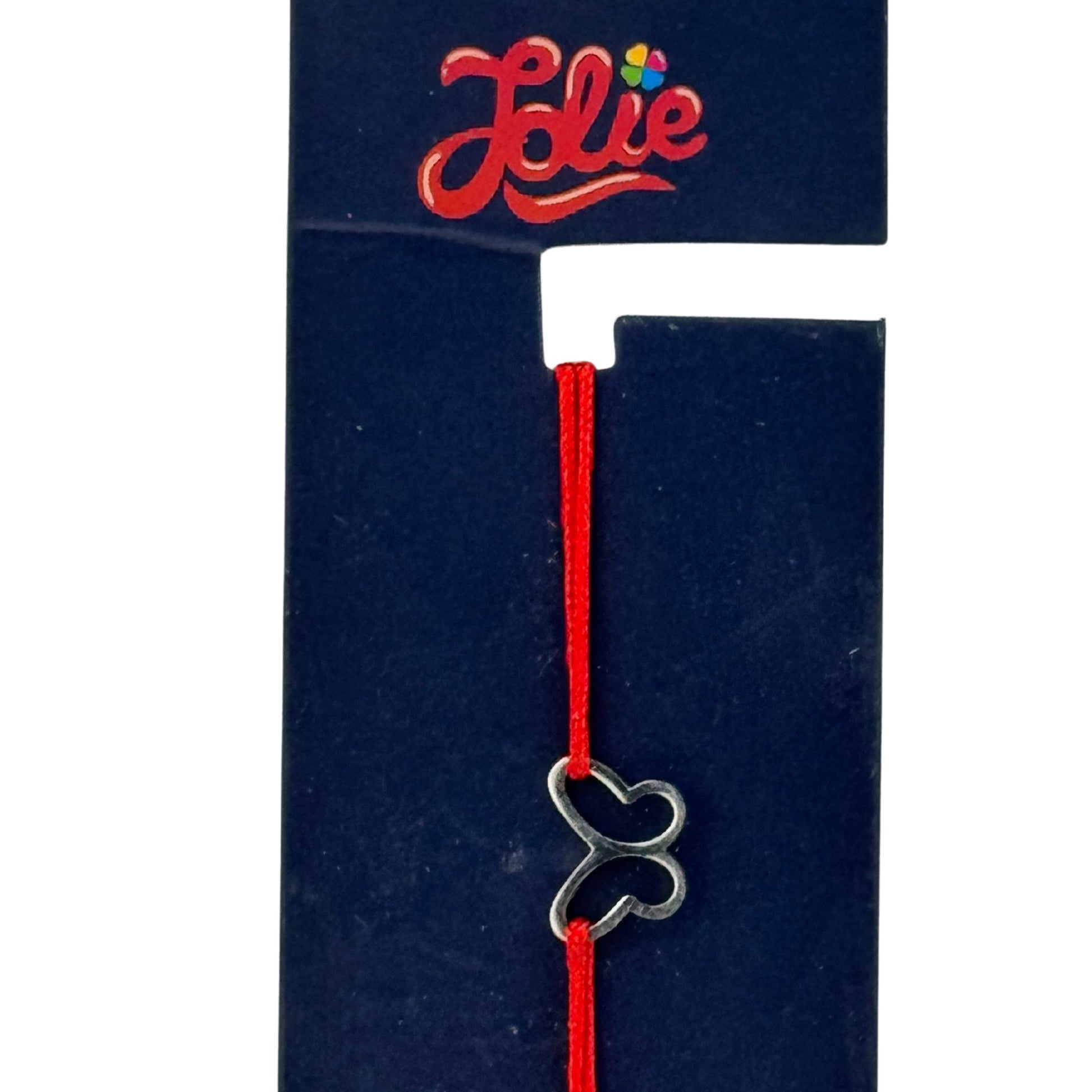 Martisor Bratara din Inox pentru Copii, Jolie, Textil si Inox, Snur Rosu, Model Fluture Gol, Argintiu
