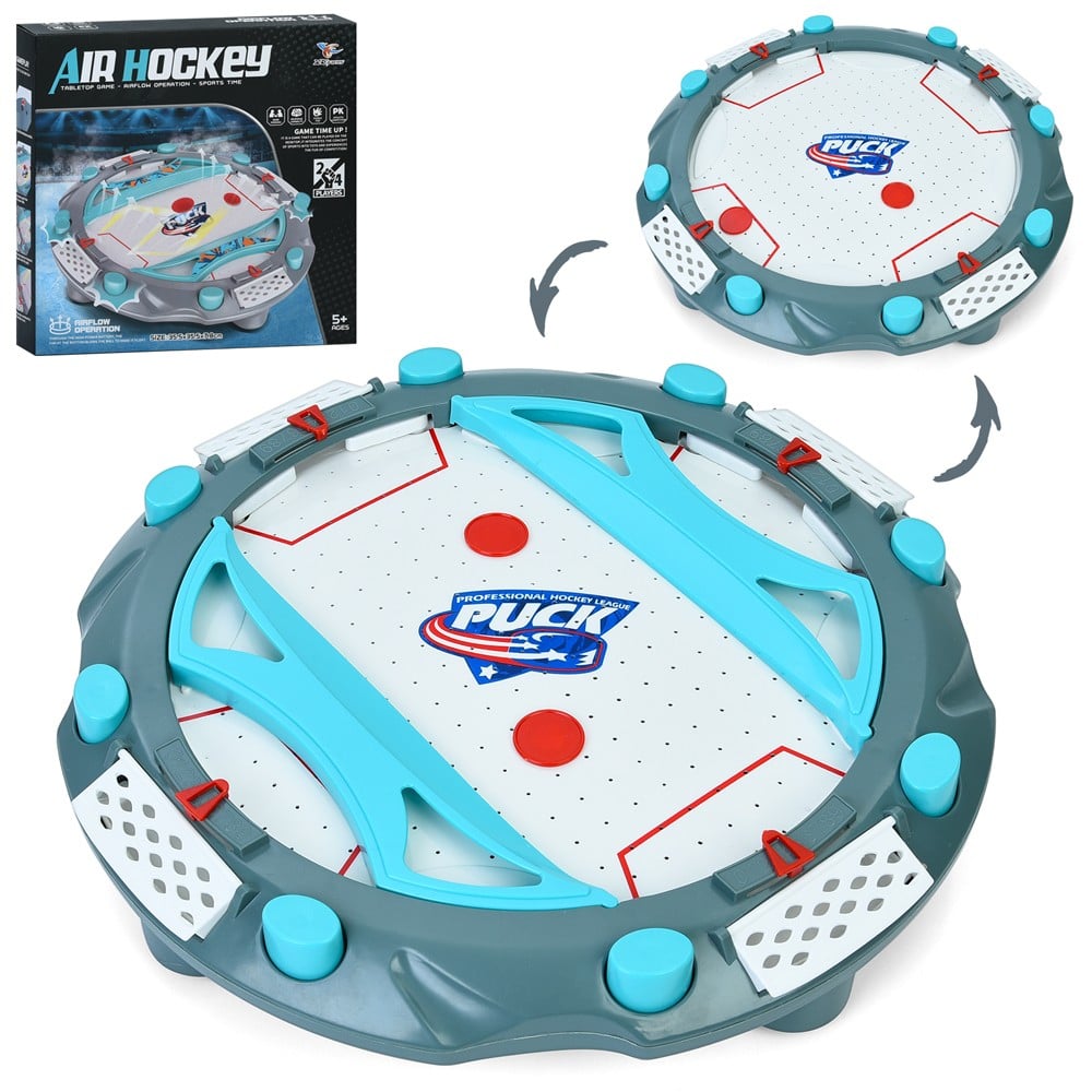 Masa Air Hockey, Klevo, cu Tabela de Scor, 2 Pucuri, Fara Picioare, din ABS, pentru Adulti/Copii +5 Ani, 35.5 x 7.8 x 35.5 cm, Gri