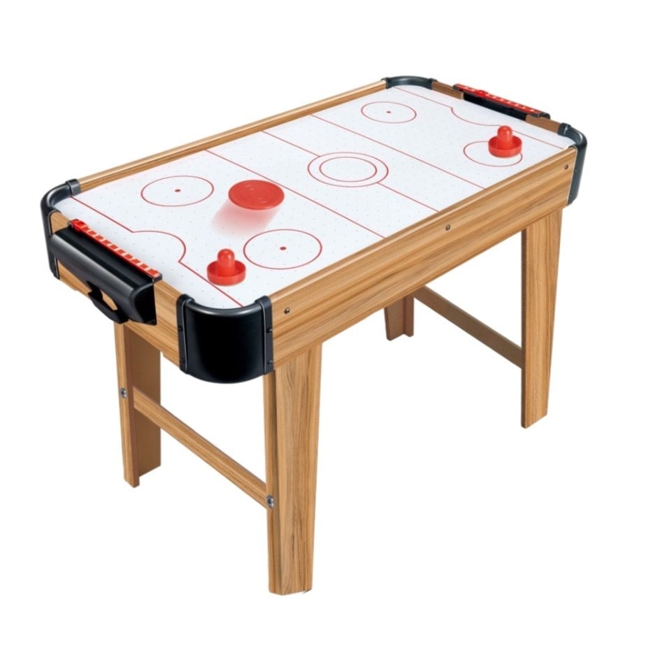 Masa Air Hockey Graffiti cu Picioare Lungi, Klevo, Lemn, 2 Pucuri, Tabela Scor, 2 Impingatoare, 76x38x61 cm, Maro