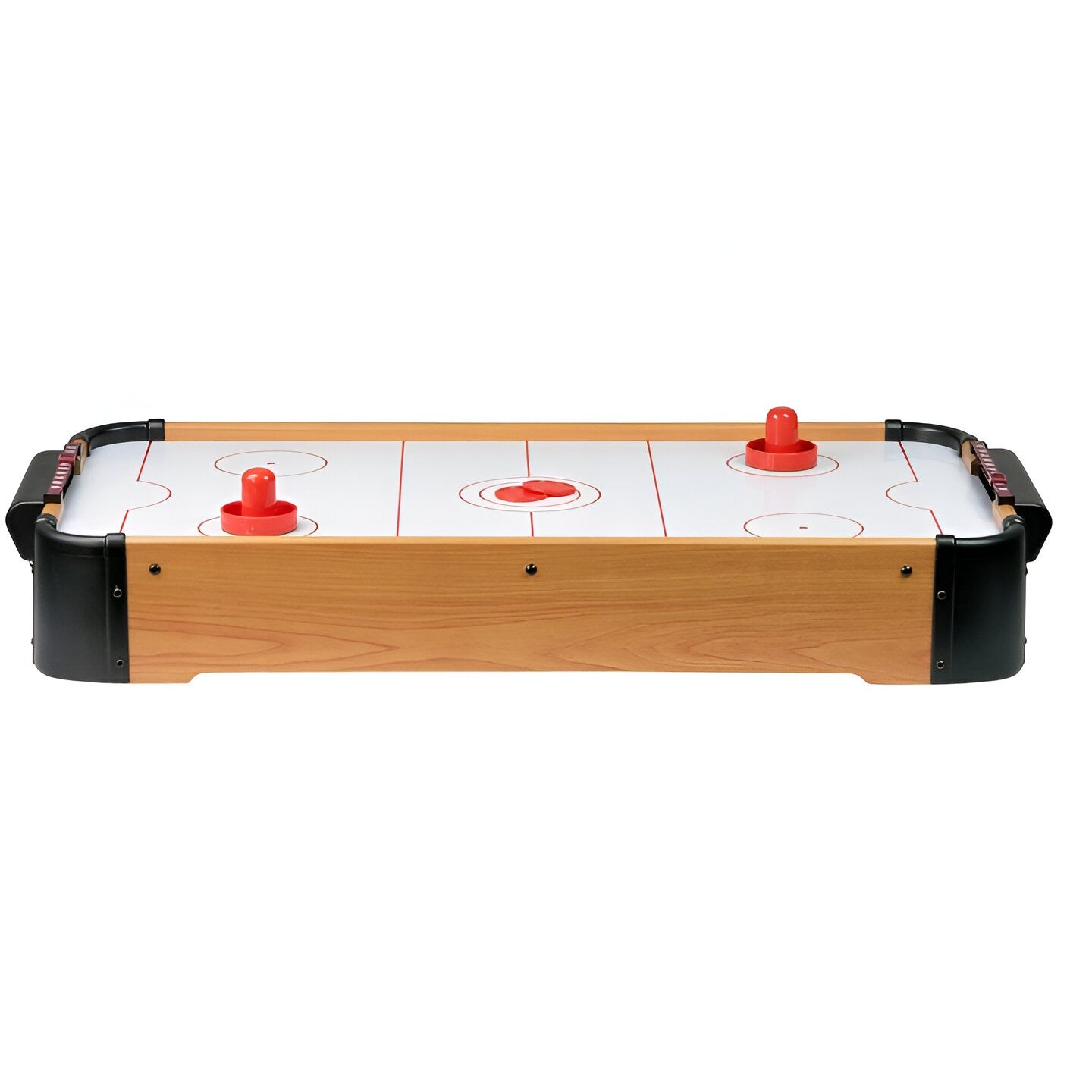 Masa Air Hockey Graffiti fara Picioare, Klevo, Lemn, 2 Pucuri, Tabela Scor, 2 Impingatoare, 76x38x9 cm, Maro