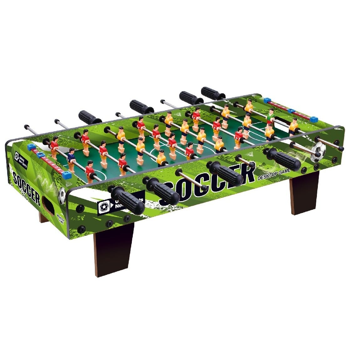 Masa de Fotbal cu Teren, Klevo, cu Picioare Scurte, 8 Manere, Tablou de Scor, 64 x 20 x 47 cm, din Lemn/Otel/ABS, Verde