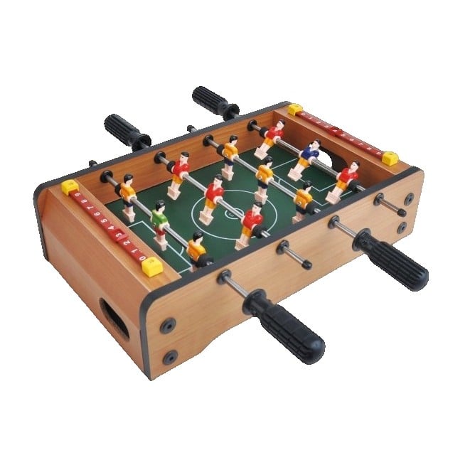 Masa de Fotbal cu Teren, Klevo, fara Picioare, 4 Manere, Tablou de Scor, 36.5 x 24 x 7 cm, din Lemn/Otel/ABS, Maro