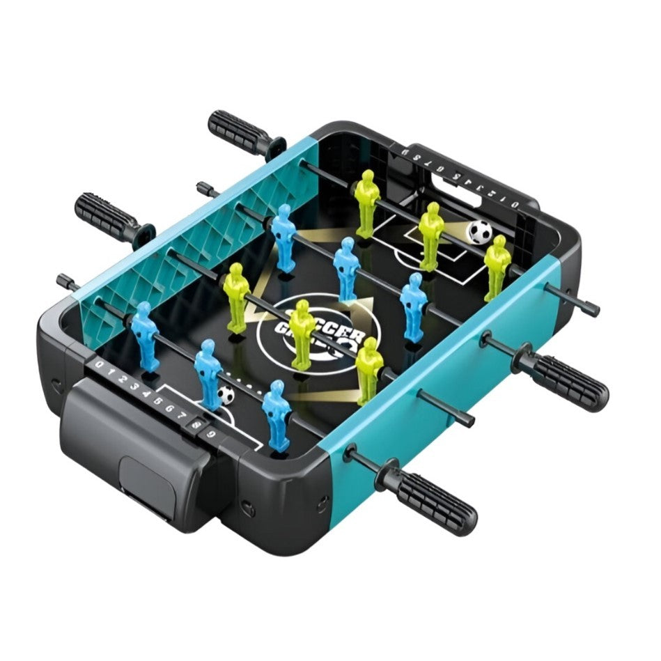 Masa de Fotbal cu Teren si 12 Jucatori Klevo, 4 Manere, 2 Mingi, cu Tablou Scor, din ABS, 36.5x22.5x6.6 cm, Design Multicolor, pentru Copii/ Adulti
