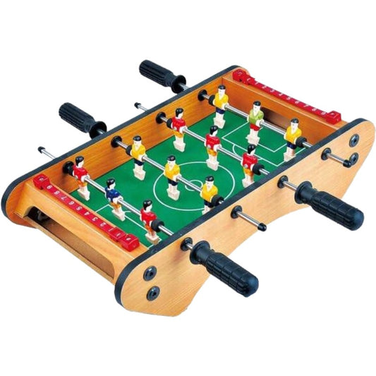 Masa de fotbal cu teren si 12 jucatori Klevo, 4 manere, cu Tablou pentru Scor, din Metal, Lemn si ABS, 37.5 x 21 x 9.5 cm, Margini Rotunjite, pentru copii/adulti