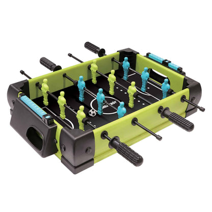 Masa de fotbal cu teren si 12 jucatori Klevo, 4 manere, cu Tablou Scor, din Metal si ABS, 36.5 x 35.5 x 8 cm, Design Multicolor, pentru copii/adulti, verde