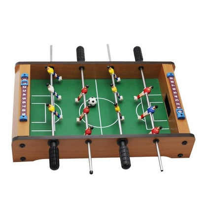 Masa de fotbal cu teren si 12 jucatori Klevo, cu tablou pentru scor, din metal, lemn si ABS, 34.5 x 23 x 7 cm, pentru copii