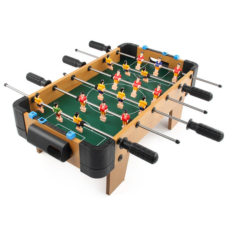 Masa de fotbal cu teren si 18 jucatori Klevo, 6 manere, cu tablou pentru scor, din metal, lemn si ABS, 51 x 44 x 17.5 cm, cu picioare, pentru copii/adulti