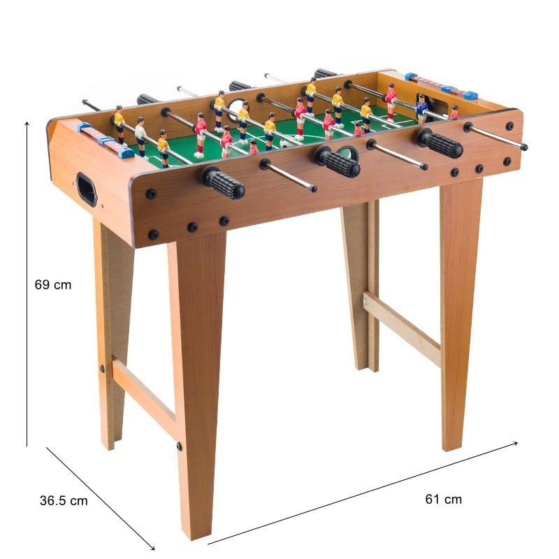 Masa de Fotbal cu Teren si 18 Jucatori Klevo, 6 Manere, cu Tablou pentru Scor, din Metal, Lemn si ABS, 69 x 36.5 x 61 cm, cu Picioare, pentru copii/adulti