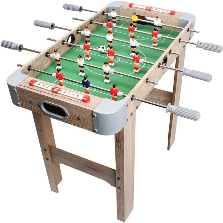 Masa de Fotbal cu Teren si 18 Jucatori Klevo, 6 Manere, cu Tablou pentru Scor, din Metal, Lemn si ABS, 70 x 36 x 64 cm, cu Picioare, pentru copii/adulti, Gri